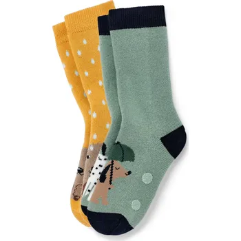 686067 - Tchibo - Dětské protiskluzové ponožky - pro ženy - vel. 27-30 - barva: zelená/žakár