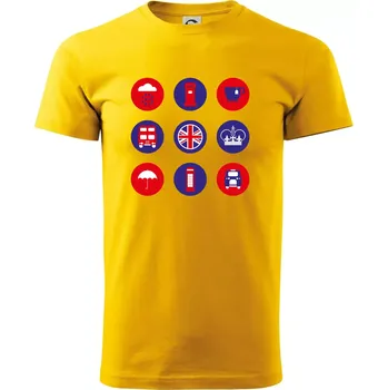 Pánské tričko Anglie symboly v kruzích - Triko extra velké (5-8XL) - 8XL ( Žlutá )