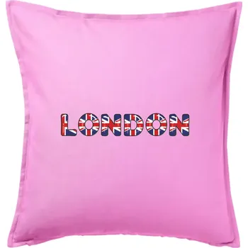 Polštář Nápis London vlajka - Polštář 50x50 - 50x50 - Pouze potah ( Růžová )