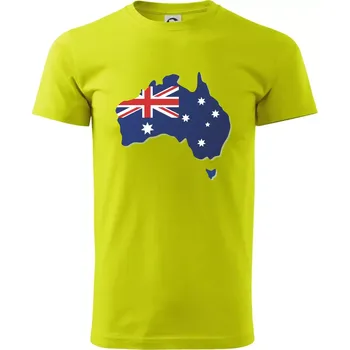 Pánská móda Austrálie - vlajka mapa - Klasické pánské triko vyšší gramáže - 4XL ( Limetková )