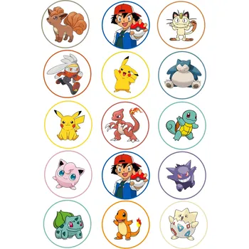 Jedlá dekorace na dort Pokémon č.6 - tisk na jedlý papír - Bez úprav / Jedlý papír / Bez decor gelu