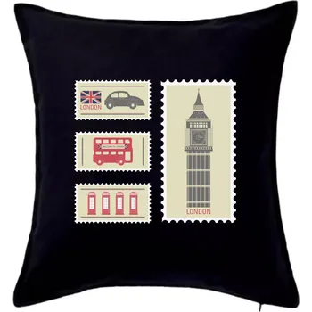 Polštář Britská známka - Polštář 50x50 - 50x50 - Pouze potah ( Černá )