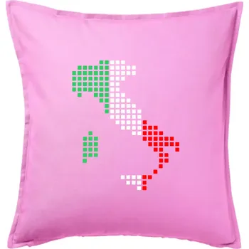 Polštář Itálie obrys vlajka - Polštář 50x50 - 50x50 - Včetně výplně ( Růžová )
