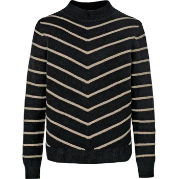 Dámský svetr 693648 - Tchibo - Pletený svetr se stojáčkem a proužky - pro ženy - vel. L 44/46 - barva: černá/s proužky