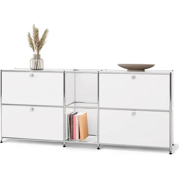 Koupelnový nábytek 672048 - Tchibo - Kovová odkládací skříňka CN3 se 4 výklopnými dvířky - barva: bílá