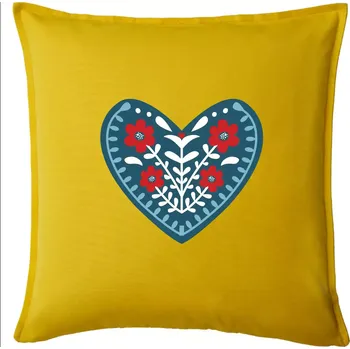 Polštář Folklor - srdce modré plné - Polštář 50x50 - 50x50 - Pouze potah ( Žlutá )