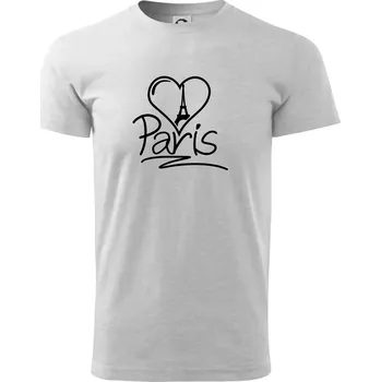 Pánské tričko Srdce Paris - Triko extra velké (5-8XL) - 7XL ( Světlešedý Melír )