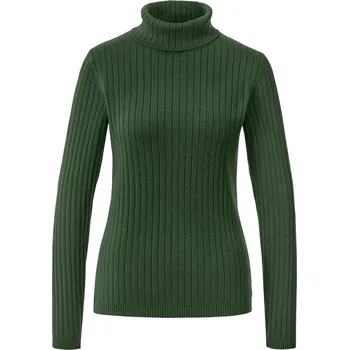Dámský svetr 694586 - Tchibo - Žebrovaný rolák - pro ženy - vel. L 44/46 - barva: zelená