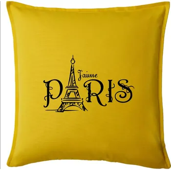 Polštář Paris nápis Eiffelovka rovný - Polštář 50x50 - 50x50 - Pouze potah ( Žlutá )