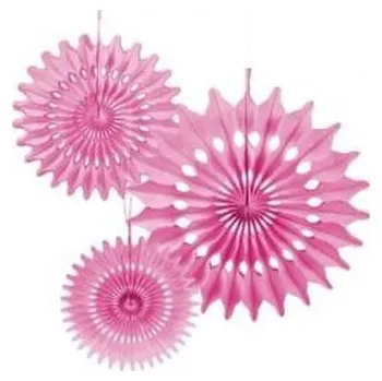 Party dekorace Rozety dekoracyjne różowe 3szt