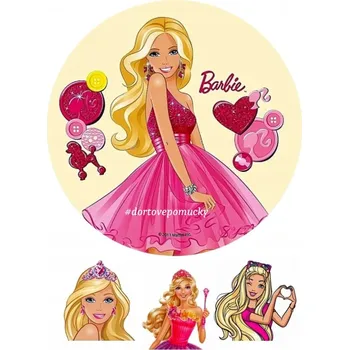 Jedlá dekorace na dort Barbie č.10 jedlý papír - Bez úprav / Jedlý papír / Bez decor gelu
