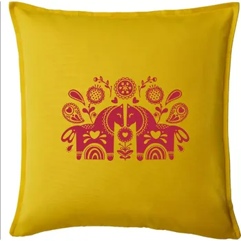 Polštář Folklor - dva koně - Polštář 50x50 - 50x50 - Pouze potah ( Žlutá )