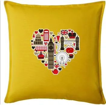 Polštář Britské srdce - objekty - Polštář 50x50 - 50x50 - Pouze potah ( Žlutá )