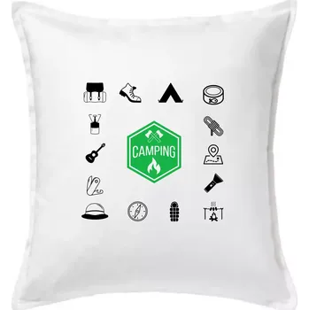 Polštář Kempování symboly - Polštář 50x50 - 50x50 - Pouze potah ( Bílá )