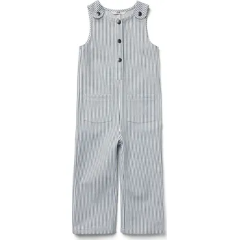 Kojenecké oblečení 696670 - Tchibo - Dětské tkané kalhoty s laclem - pro miminko - vel. 74/80 - barva: modrá/s proužky