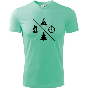Pánské tričko Kempování čtyřka - Pánské triko Fantasy sportovní (dresovina) - L ( Mátová )