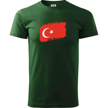 Turecko vlajka - Triko extra velké (5-8XL) - 8XL ( Lahvově zelená )