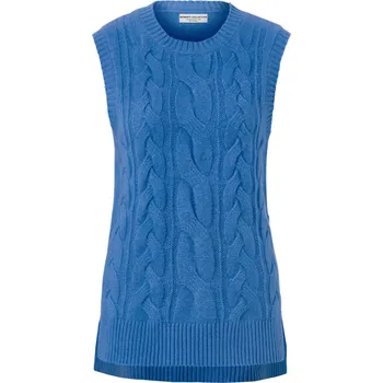 Dámská vesta 686747 - Tchibo - Pletená vesta s copánkovým vzorem - pro ženy - vel. S 36/38 - barva: modrá