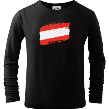 Chlapecké tričko Rakousko vlajka - Triko dětské Long Sleeve - 146 cm/10 let ( Černá )