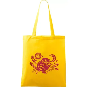 Folklor - liška spící - Taška bavlněná - 42 x 38 cm ( Žlutá )