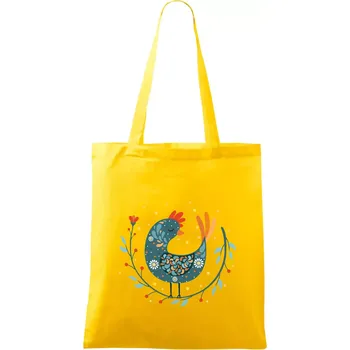 Folklor - slepice s kopretinou - Taška bavlněná - 42 x 38 cm ( Žlutá )
