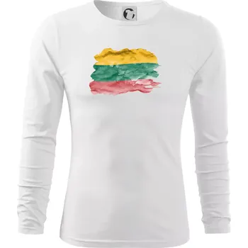 Pánské oblečení Litva vlajka rozpitá - Triko s dlouhým rukávem FIT-T long sleeve - S ( Bílá )