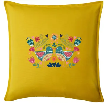 Polštář Folklor - dva barevní ptáčci - Polštář 50x50 - 50x50 - Pouze potah ( Žlutá )