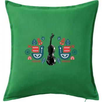 Polštář Folklór housle - Polštář 50x50 - 50x50 - Pouze potah ( Středně zelená )