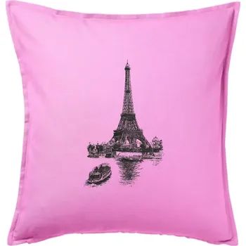 Polštář Eiffelovka s loďkou - Polštář 50x50 - 50x50 - Včetně výplně ( Růžová )