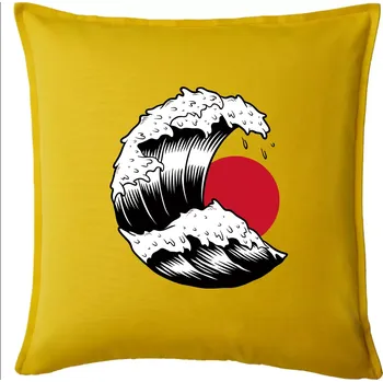Polštář Japan culture - vlna - Polštář 50x50 - 50x50 - Pouze potah ( Žlutá )