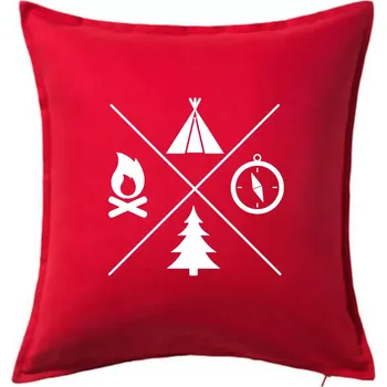 Polštář Kempování čtyřka - Polštář 50x50 - 50x50 - Pouze potah ( Červená )