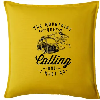 Polštář The Mountains Are Calling obytňák - Polštář 50x50 - 50x50 - Pouze potah ( Žlutá )