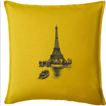 Polštář Eiffelovka s loďkou - Polštář 50x50 - 50x50 - Pouze potah ( Žlutá )