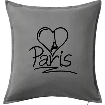 Polštář Srdce Paris - Polštář 50x50 - 50x50 - Pouze potah ( Tmavě šedý melír )