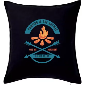 Polštář Camping oheň - Polštář 50x50 - 50x50 - Pouze potah ( Černá )