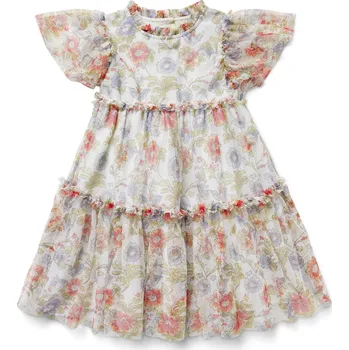 Dívčí šaty 697708 - Tchibo - Dívčí tylové šaty - pro dívky - vel. 98/104 - barva: bílá/květovaný