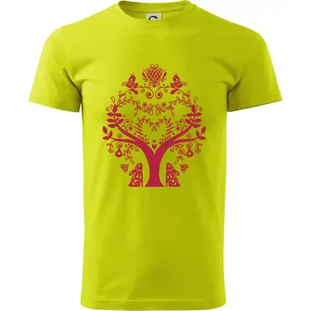 Folklor - strom - Klasické pánské triko vyšší gramáže - M ( Limetková )