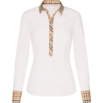 711232 - Popelínová halenka s kostkovaným detailem Seidensticker - pro ženy - vel. 50 - barva: bílá