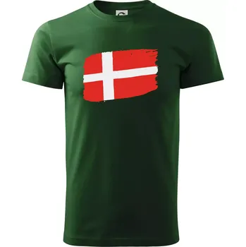 Pánské tričko Dánsko vlajka - Triko extra velké (5-8XL) - 7XL ( Lahvově zelená )