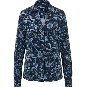 Pánské tričko 686868 - Tchibo - Halenkové triko s knoflíkovou légou a potiskem - pro ženy - vel. S 36/38 - barva: modrá/s potiskem