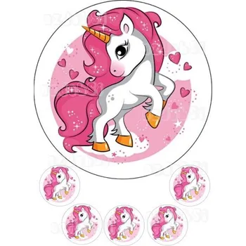 Jedlá dekorace na dort Jednorožec jedlý papír č.5 - Bez úprav / Jedlý papír / Bez decor gelu