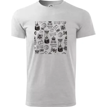 Pánské tričko Britská pošta ikony - Triko extra velké (5-8XL) - 6XL ( Světlešedý Melír )