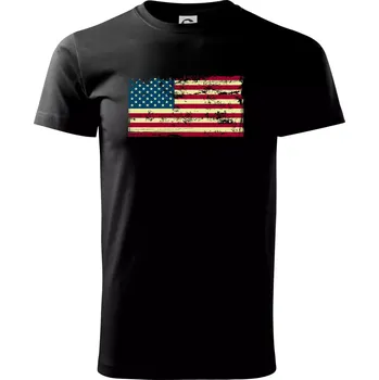 Americká vlajka stará - Triko extra velké (5-8XL) - 8XL ( Černá )