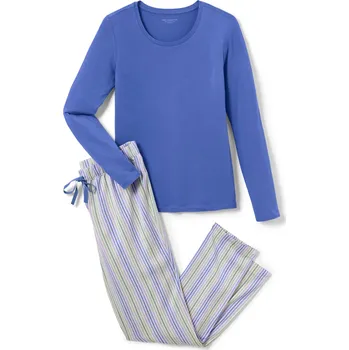 Dámské noční prádlo 694004 - Tchibo - Pyžamo s tkanými kalhotami - pro ženy - vel. S 36/38 - barva: modrá/s proužky
