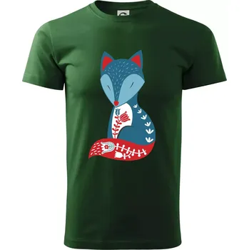 Pánské tričko Folklor - liška samostatná - Triko extra velké (5-8XL) - 8XL ( Lahvově zelená )