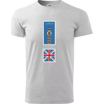 Londýn známka barevná - Triko extra velké (5-8XL) - 6XL ( Světlešedý Melír )