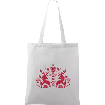 Folklor - dva jeleni - Taška bavlněná - 42 x 38 cm ( Bílá )