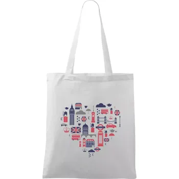 Nákupní taška Anglie symboly srdce - Taška bavlněná - 42 x 38 cm ( Bílá )