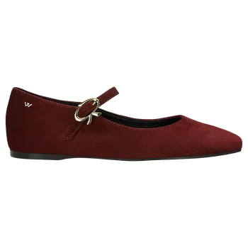 Dámské polobotky Bordové Dámské Balerínky S Páskem A Ozdobnou Přezkou Wojas 4406866 39