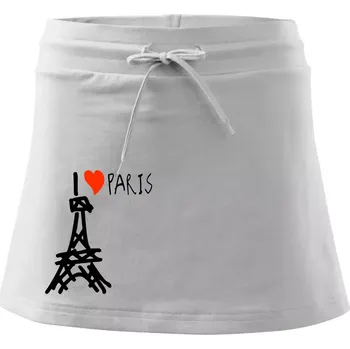 Dámská sukně I love Paris - Sportovní sukně - two in one - XS ( Bílá )